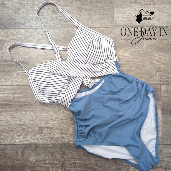 Eomenie Cross Front Cut Out One Piece Swimsuit Size XS - Picture 3 of 7